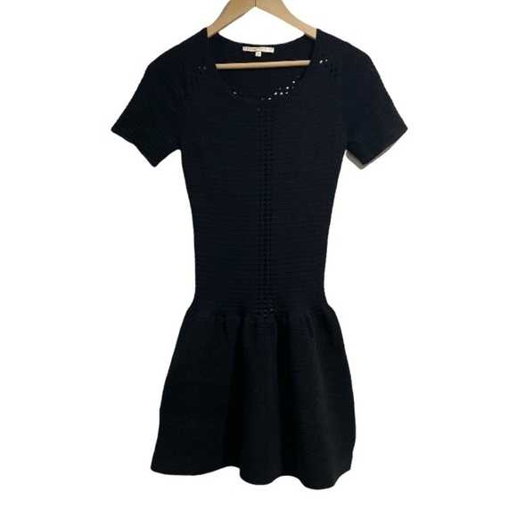 Maje sweater dress black small ribbed perforated - Picture 1 of 7